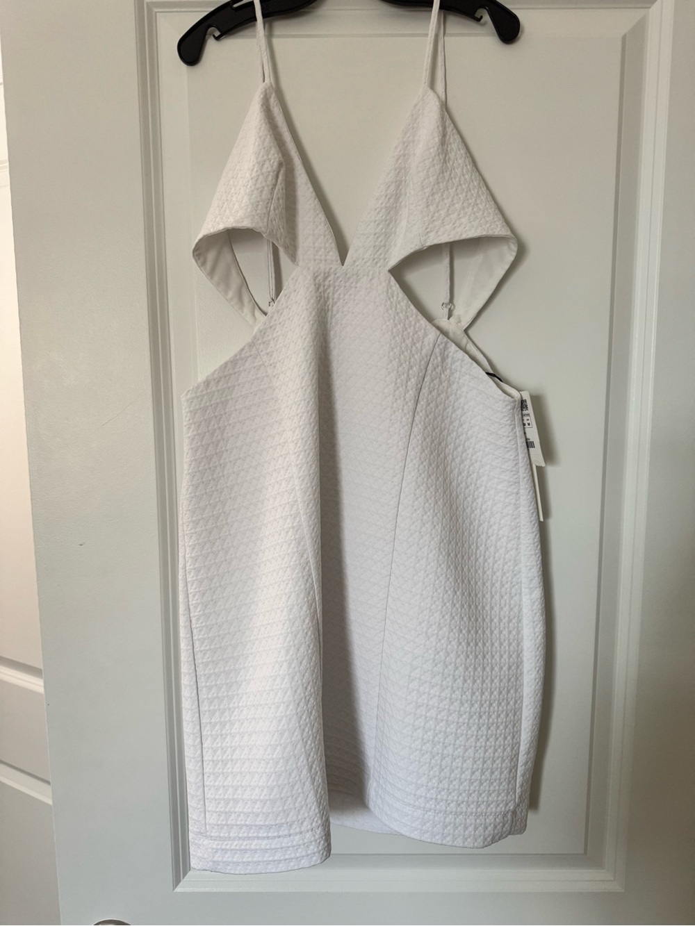 Zara White Textured Cutout Mini Dress